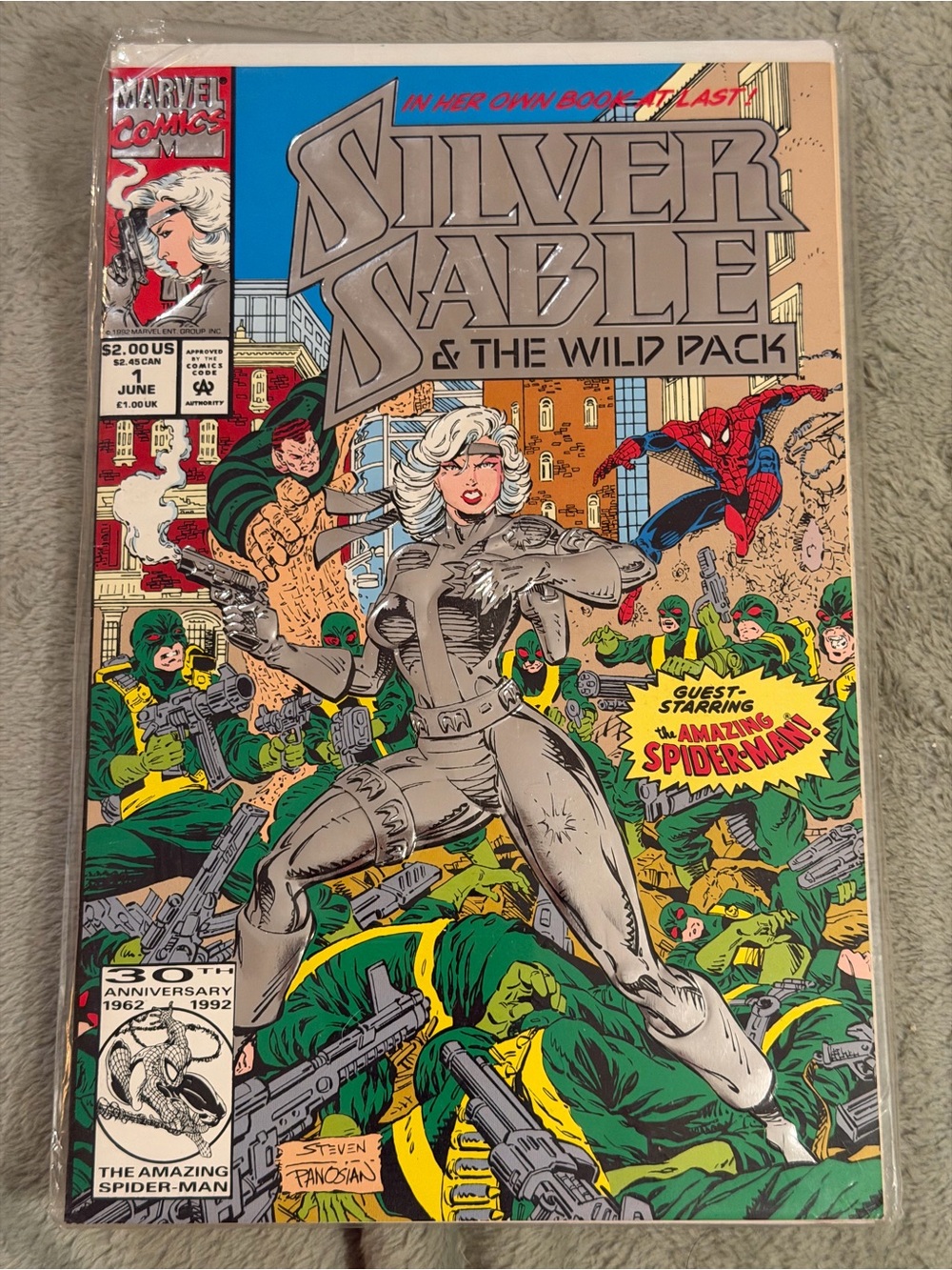 VTG 90s Marvel Silver Sable & The Wild Pack #1 Comic Book - Silver